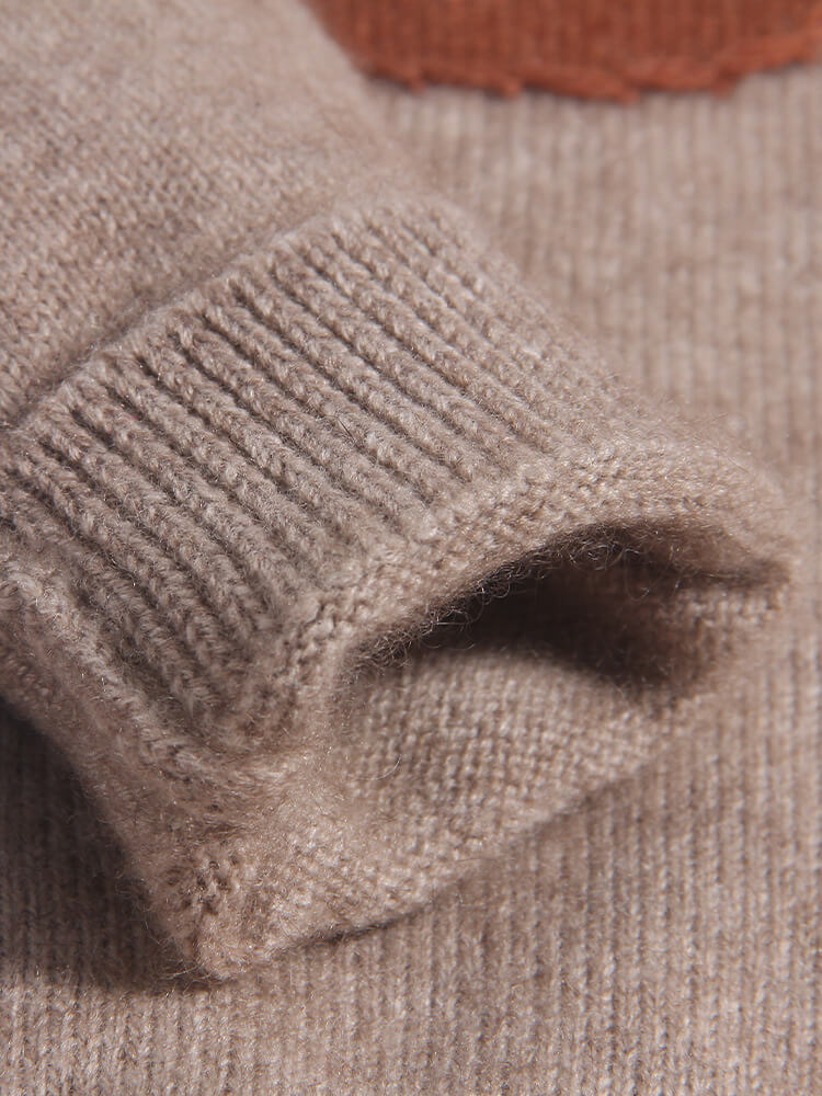 Kids Cozy Brown Mushroom Knit Cashmere Pullover Sweater